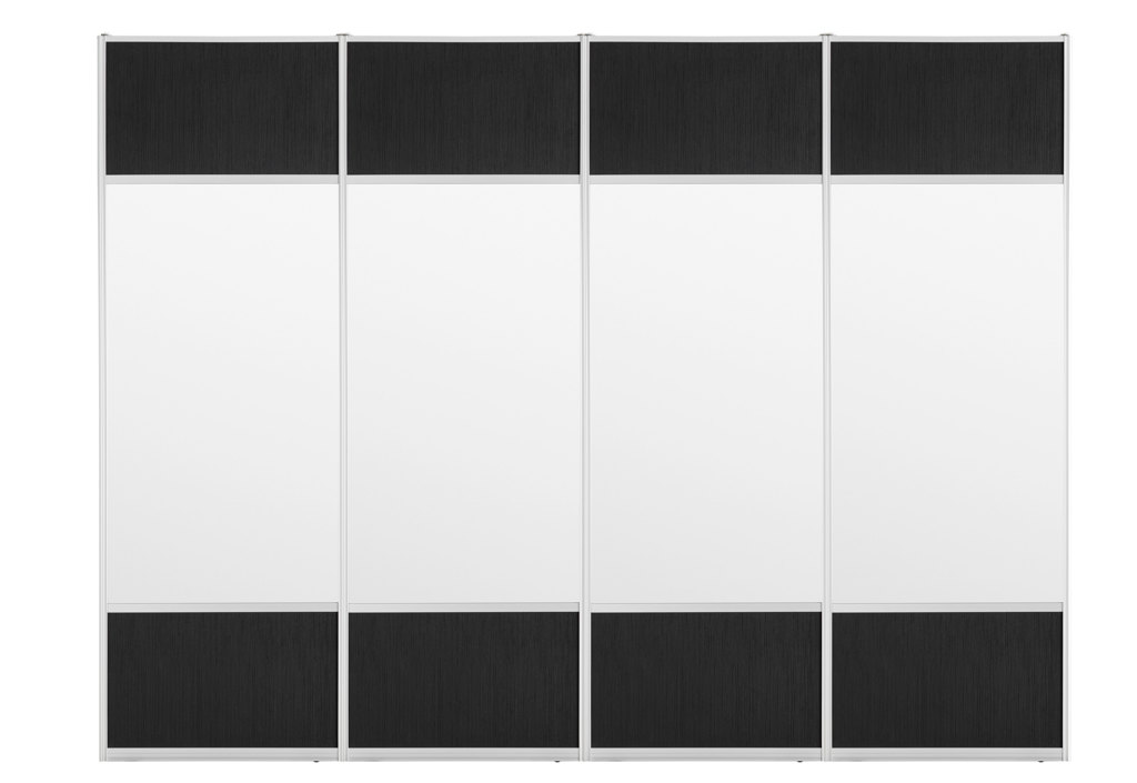 Safir 4 deuren, zwart riet, helder spiegelglas